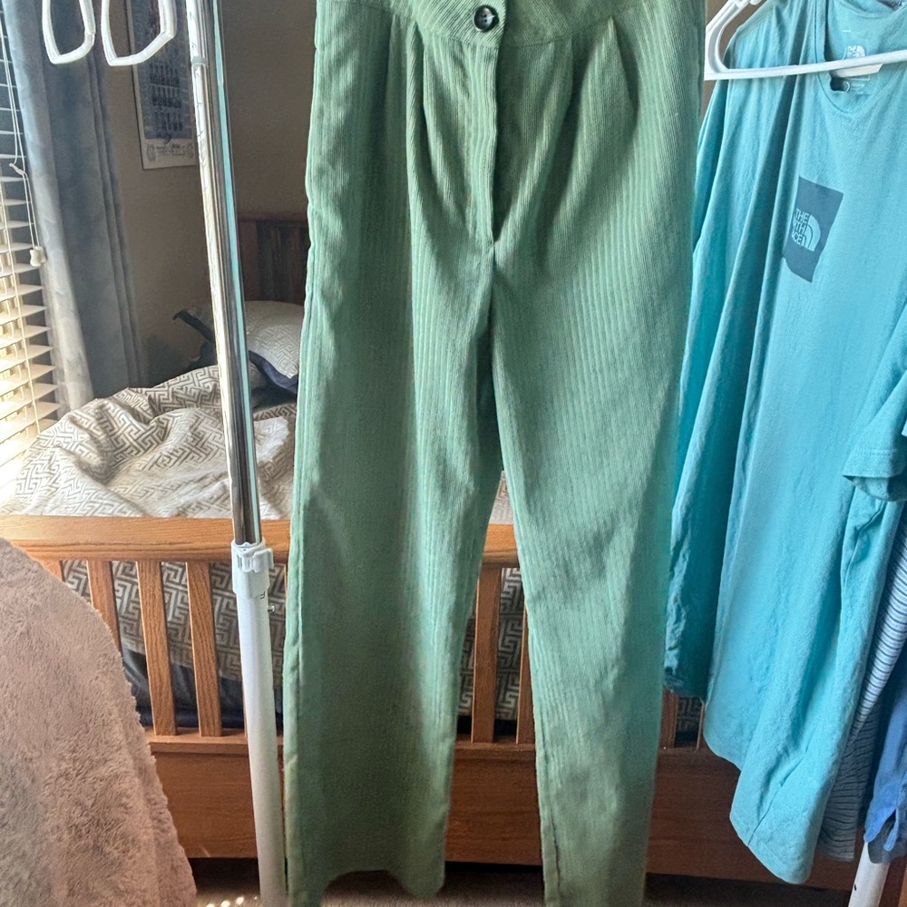 Green Corduroy Pants Relaxed Fit